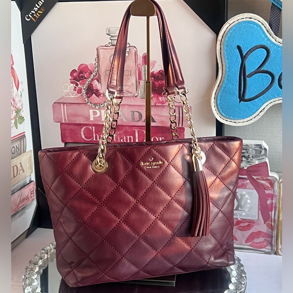 Kate Spade burgundy Emerson  Quilted Leather Shoulder Bag
